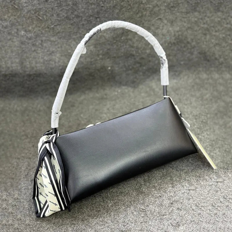 New Imported Minimalist Black Leather Handbag