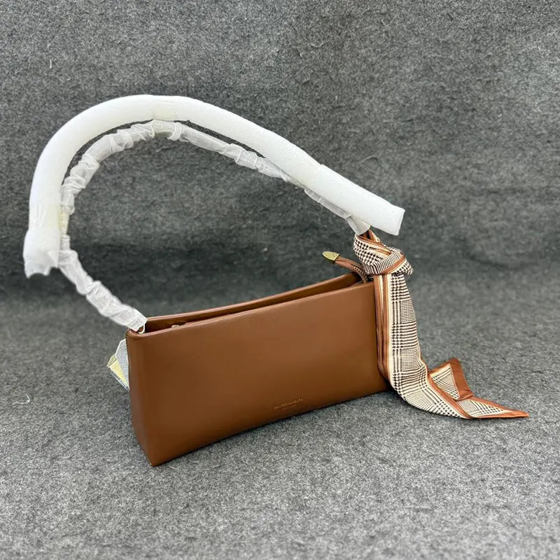 New Imported Minimalist Brown Leather Handbag