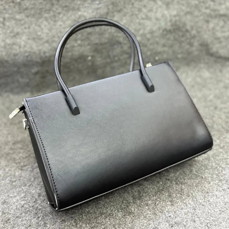 Imported New Elegant Monogram Embroidered Tote Bag with Leather Accents