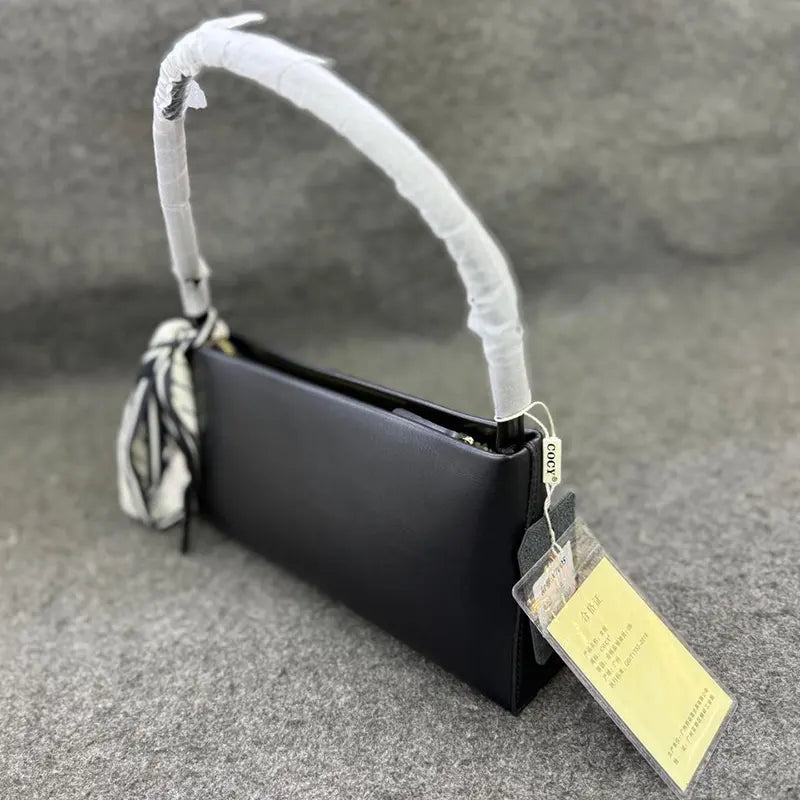 New Imported Minimalist Black Leather Handbag