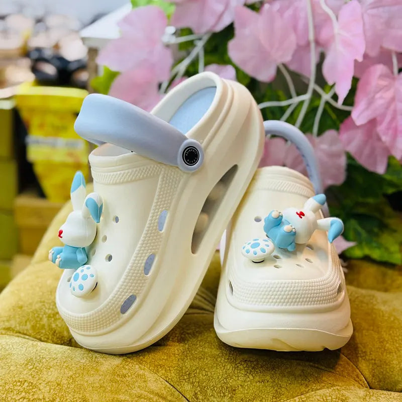 Cute Bunny Platform Clogs – Soft Sole with 3D Charms