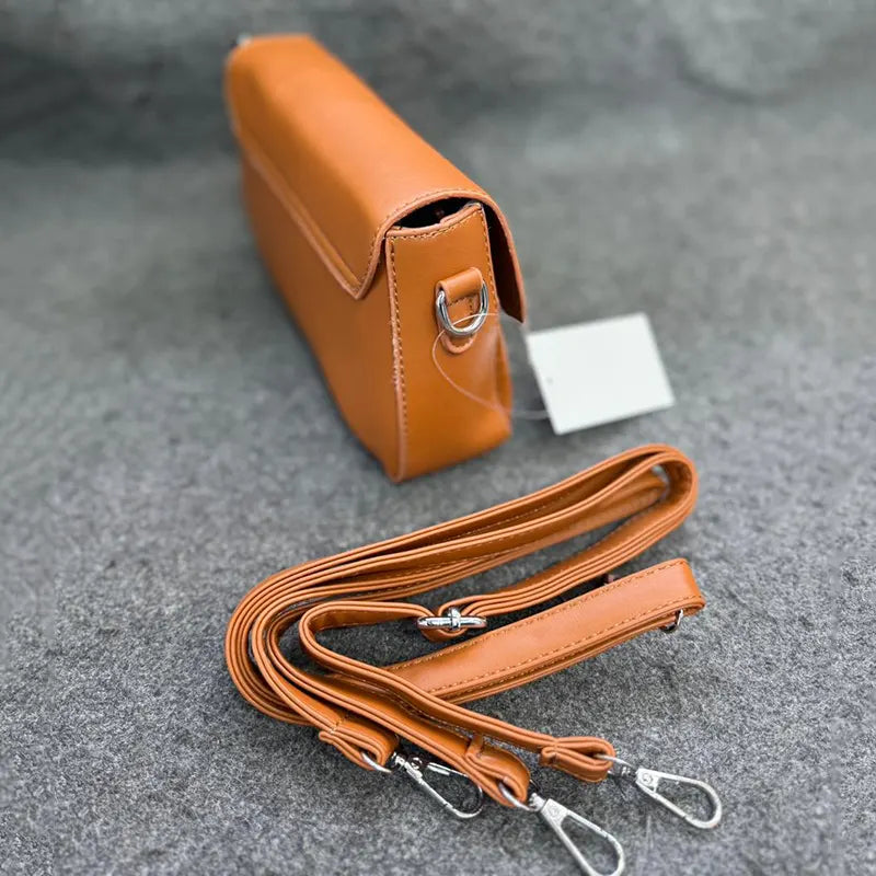 New Convertible Tan Faux Leather Shoulder Bag with Detachable Strap