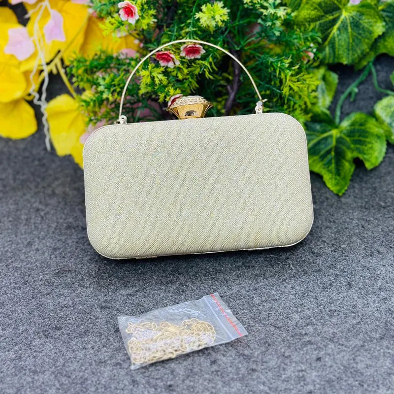 Luxury Gold Embellished Evening Clutch Party Bag with Crystal Detailing