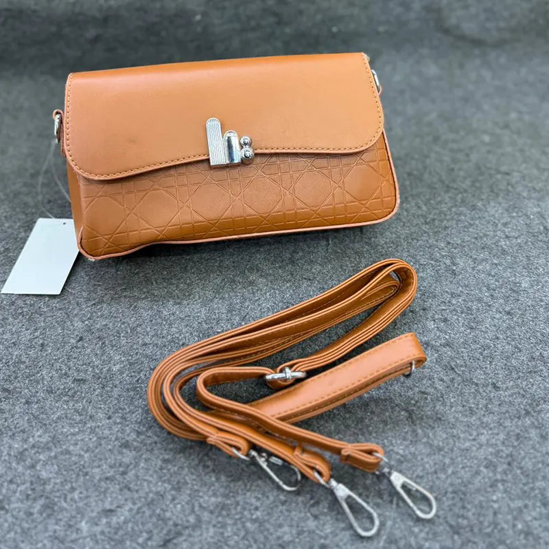 New Convertible Tan Faux Leather Shoulder Bag with Detachable Strap