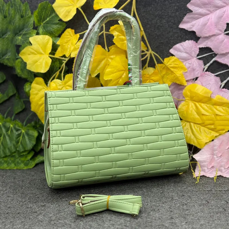 New Imported Textured Fresh Mint Green Handbag with Scarf Accent