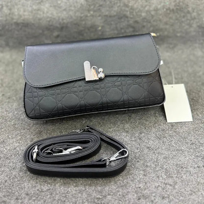 Convertible Black Leather Shoulder Bag with Detachable Strap