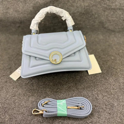 New Imported Light Blue Leather Handbag with Detachable Strap