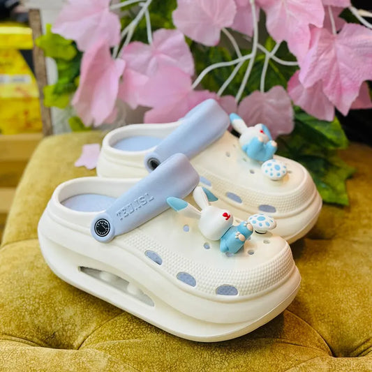 Cute Bunny Platform Clogs – Soft Sole with 3D Charms