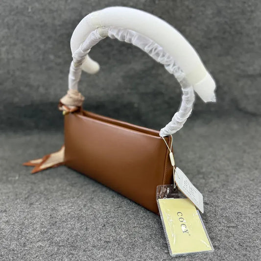 New Imported Minimalist Brown Leather Handbag