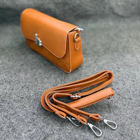 New Convertible Tan Faux Leather Shoulder Bag with Detachable Strap