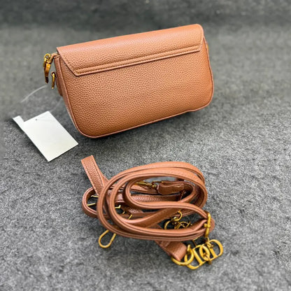 New Imported Convertible Brown Leather Shoulder Bag with Detachable Strap