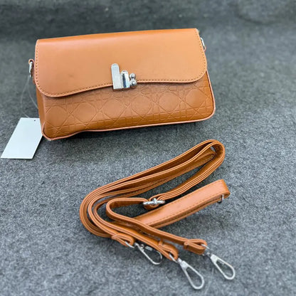 New Convertible Tan Faux Leather Shoulder Bag with Detachable Strap