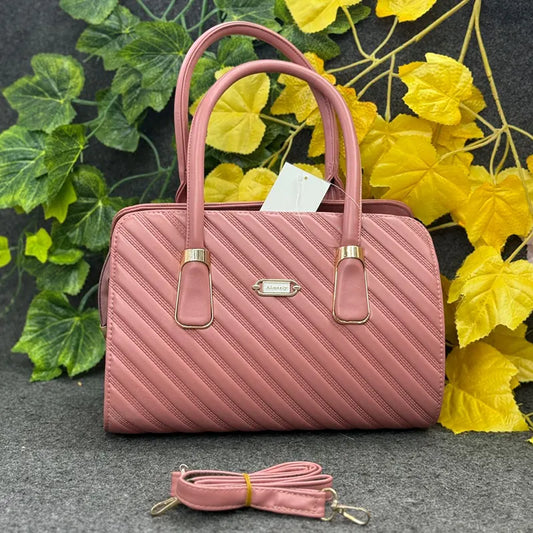 Imported New Luxury Diagonal Quilted Dusty Rose Pink Ladies Handbag