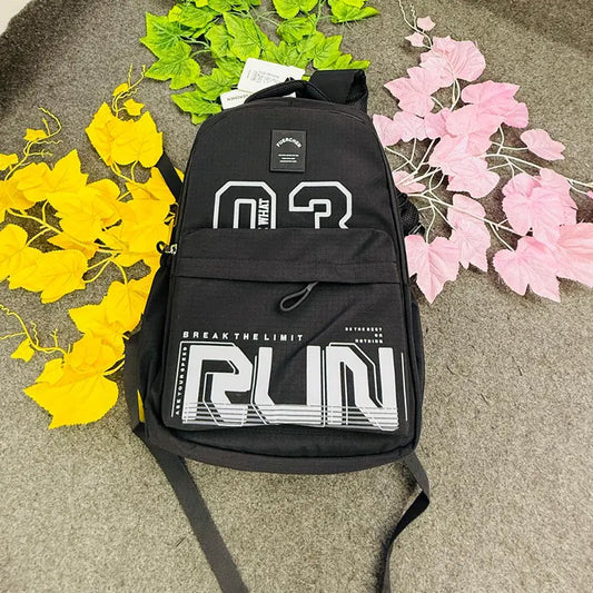 RUN Series Black Backpack – Bold & Durable for Everyday Adventures