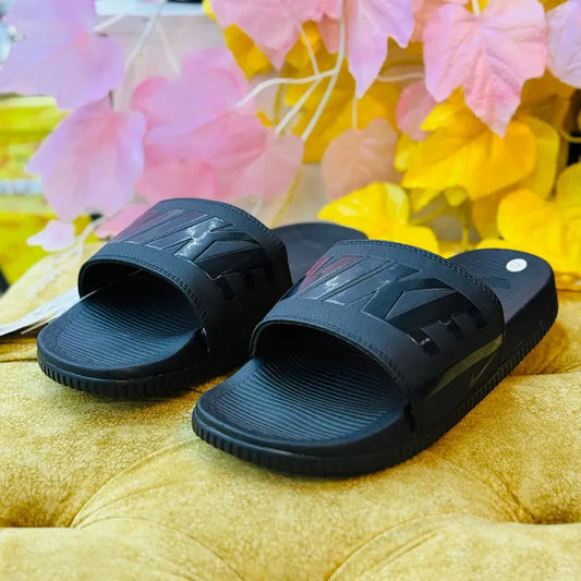 Nike Black Slide Sandals with Gloss Black Logo – Men's Comfort Slides